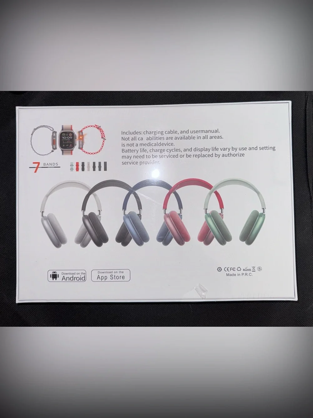 ULTRA 2-1 P9 Wireless Headphones & Smartwatch Bundle in White/Silver, New Sealed